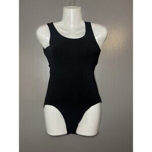 Danz N Motion Leotard Womens Small Black Strappy Back Bodysuit Dance Gymnastics